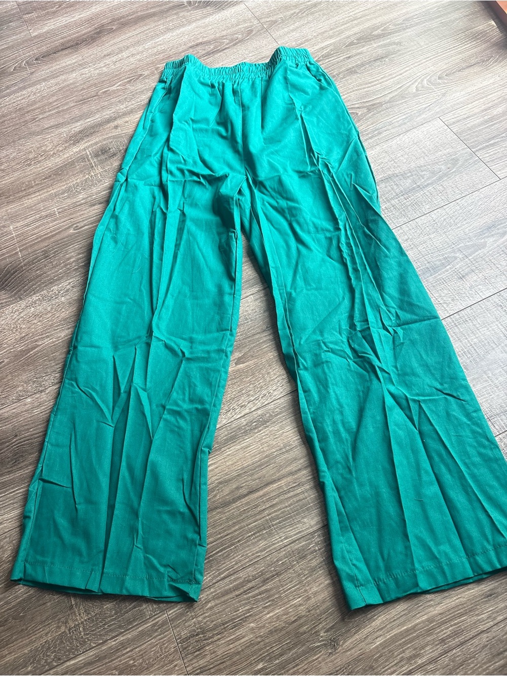 Women’s Wide-Leg Elastic Waist Pants - Emerald Green